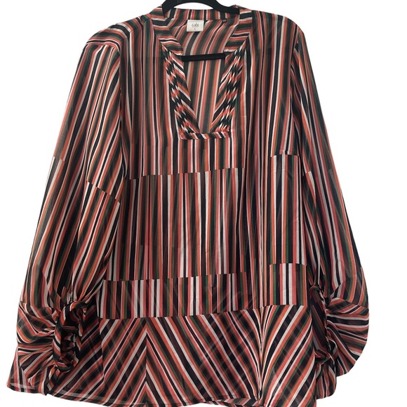 CABI Ultimate Multicolor Stripe Blouse Size L - Picture 10 of 11